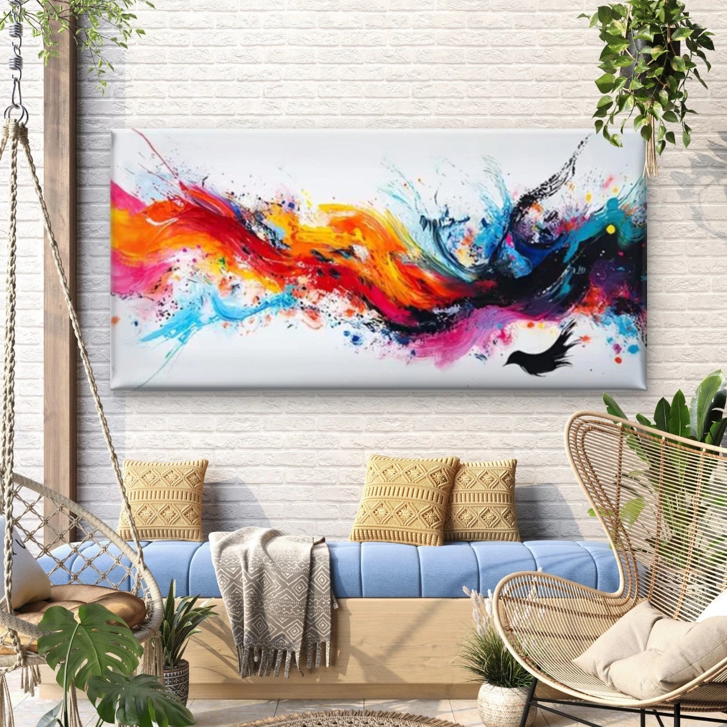 Vibrant Colorful Abstract Wall Art Canvas Office Home Room Framed 120x60cm