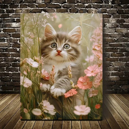 Adorable Norwegian Forest Cat Kitten Painting 40x60cm Metal Print Ready to Hang - Bella Home Decor