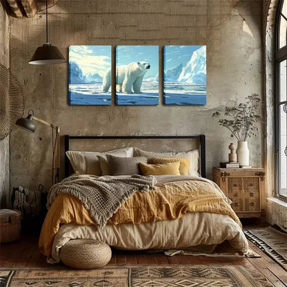 3pcs A Giant Polar Bear Wall Art Canvas Unframed - High Quality Print 100% Australian Made Wall Canvas - Bella Home Decor