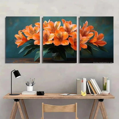 3pcs Peruvian Lilies Flower Nature Perfect Wall Art Set Canvas Framed 50x70cm - High Quality Print 100% Australian Made Wall Canvas Ready to Hang