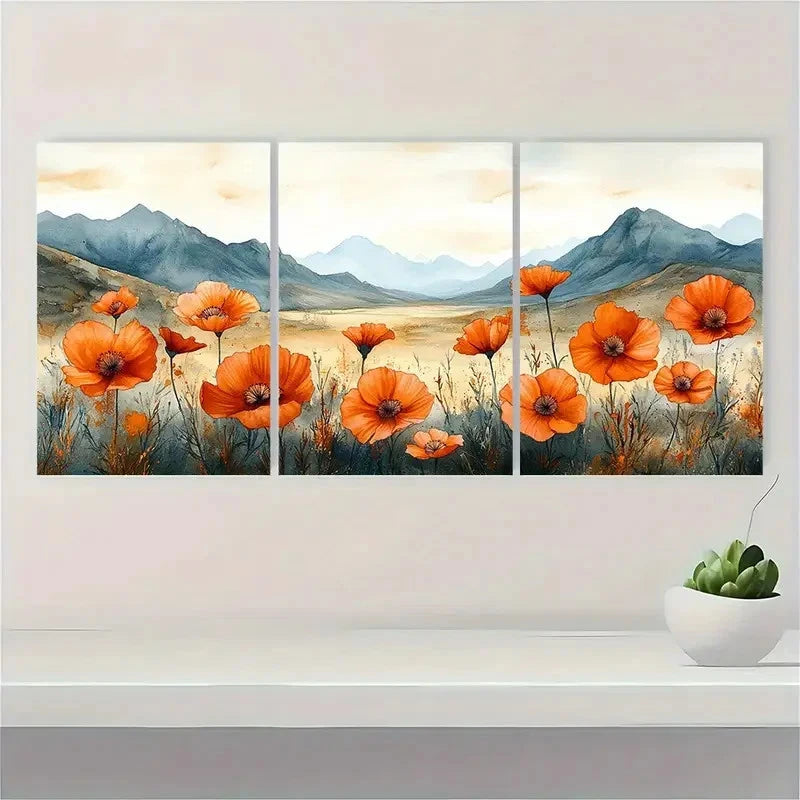 3pcs Wildflowers Arizona Blooming Desert Perfect Wall Art Set Canvas Framed 40x60cm - High Quality Print 100% Australian Made Wall Canvas Ready to Hang - Bella Home Decor