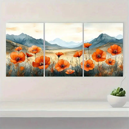 3pcs Wildflowers Arizona Blooming Desert Perfect Wall Art Set Canvas Framed 40x60cm - High Quality Print 100% Australian Made Wall Canvas Ready to Hang - Bella Home Decor