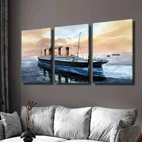 3pcs Classic Modern Cruise Ship on the Sea Wall Art Set Canvas Unframed - High Quality Print 100% Australian Made Wall Canvas - Bella Home Decor