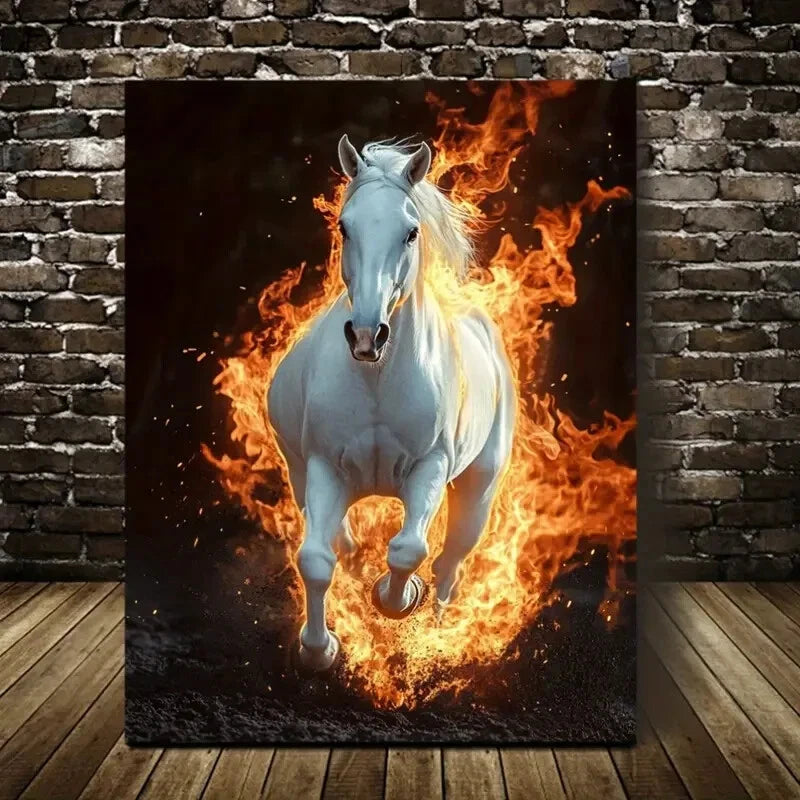 Beautiful Horse Contemporary Painting 40x60cm Metal Print Ready to Hang - Bella Home Decor