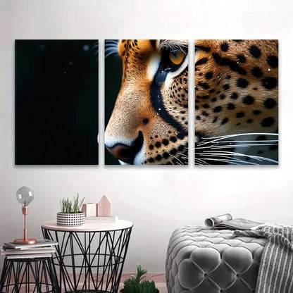 3pcs Leopard Close-Up Portrait Wall Art Set Canvas Framed 50x70cm - High Quality Print 100% Australian Made Wall Canvas Ready to Hang