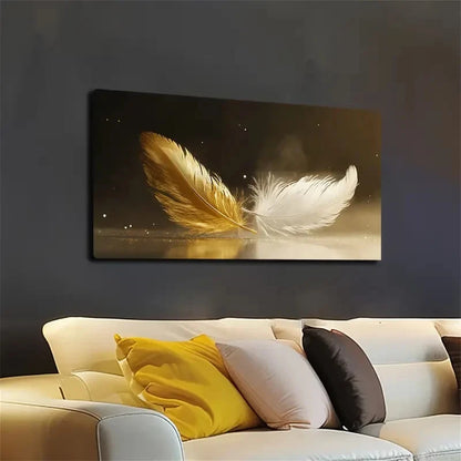 Golden and White Tones Wall Art canvas office home room framed 120x60cm