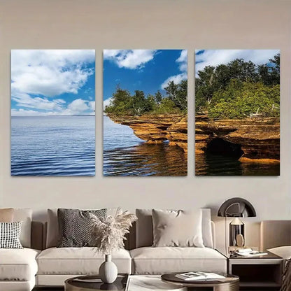 3pcs White Clouds Blue Skies Landscape Metal Print Ready to Hang Art