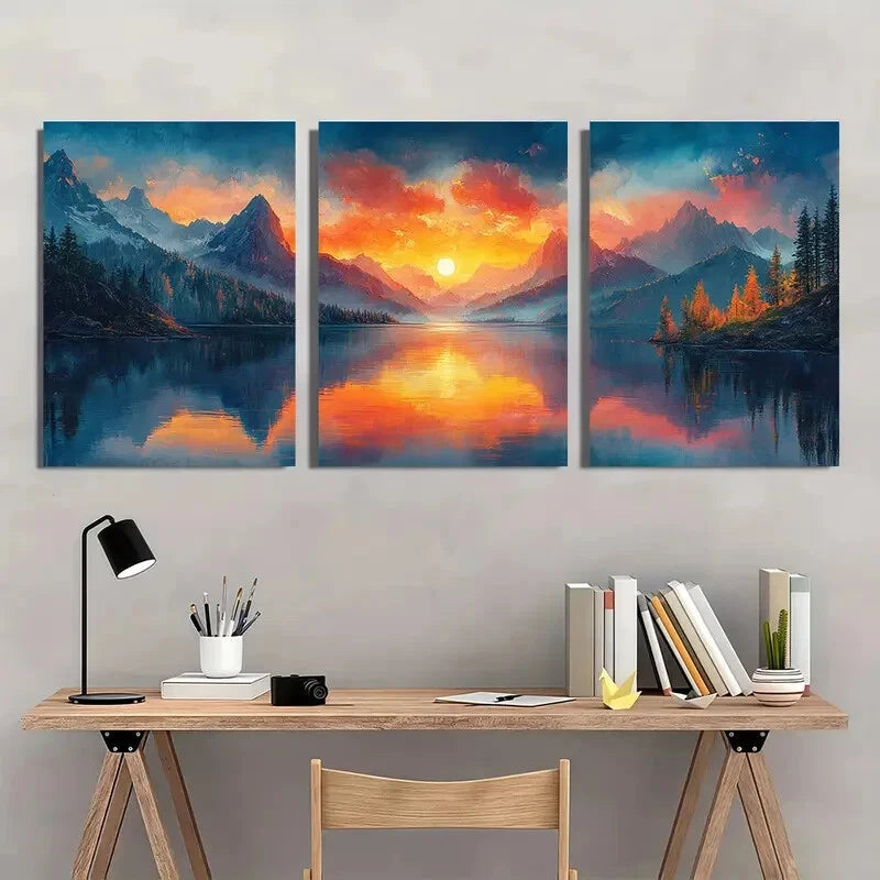 3pcs Colorful Landscape Art of your Choice Metal Print Ready to Hang Art - Bella Home Decor