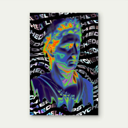 Neon Thermal Sculpture Ancient Greek Statue Pop Art 40x60cm Metal Print Ready to Hang