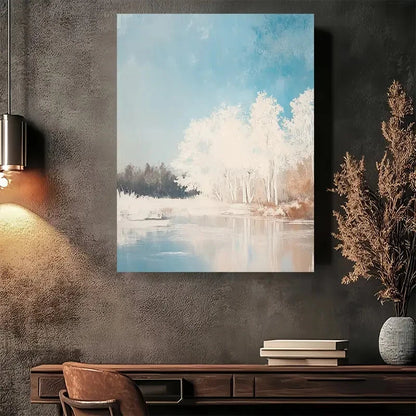 Beautiful Winter Wonderland Landscape Painting 40x60cm Metal Print Ready to Hang - Bella Home Decor