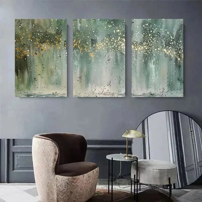 3pcs Golden & Green Forest Abstract Perfect Wall Art Set Canvas Framed 60x90cm - High Quality Print 100% Australian Made Wall Canvas Ready to Hang - Bella Home Decor