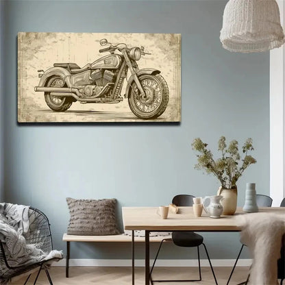 Vintage A Motorcycle Wall Art Canvas Office Home Room Framed 120x60cm