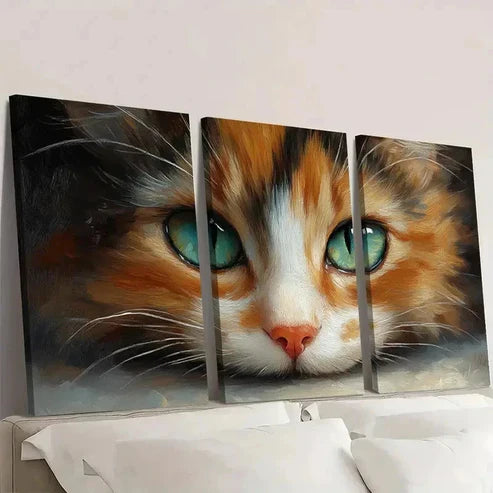 3pcs Calico Cat Beauty Wall Art Set Canvas Unframed - High Quality Print 100% Australian Made Wall Canvas
