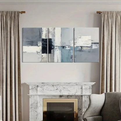 3pcs Geometric Design Monochrome Palette Texture Metal Print Ready to Hang Art - Bella Home Decor