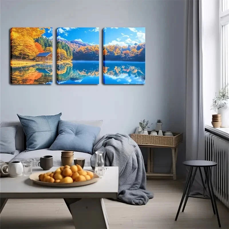 3pcs Peaceful Reflections Of Nature Perfect Wall Art Set Canvas Framed 40x60cm - High Quality Print 100% Australian Made Wall Canvas Ready to Hang - Bella Home Decor