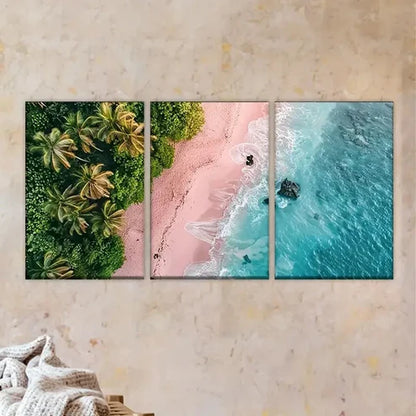 3pcs Tropical Beach Scene with Palm Trees  Wall Art Set Canvas Unframed - High Quality Print 100% Australian Made Wall Canvas - Bella Home Decor