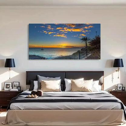 Cartoon Pattern Deco Sunset Wall Art Canvas Office Home Room Framed 120x60cm. - Bella Home Decor