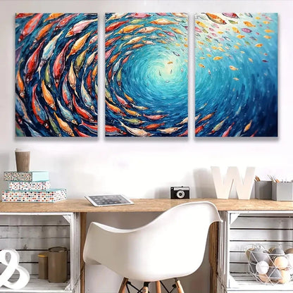 3pcs Vibrant Underwater Colorful Fish Painting Wall Art Set Canvas Framed 50x70cm - High Quality Print 100% Australian Made Wall Canvas Ready to Hang