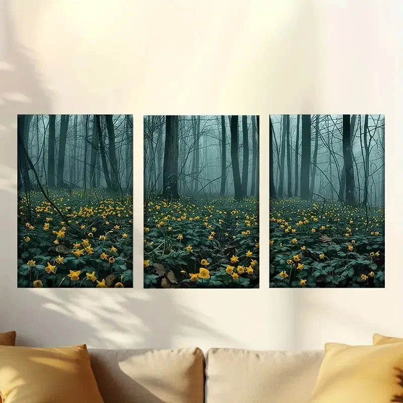 3pcs Colorful and vivid yellow flowers Wall Art Set Canvas Framed 60x90cm - High Quality Print 100% Australian Made Wall Canvas Ready to Hang - Bella Home Decor