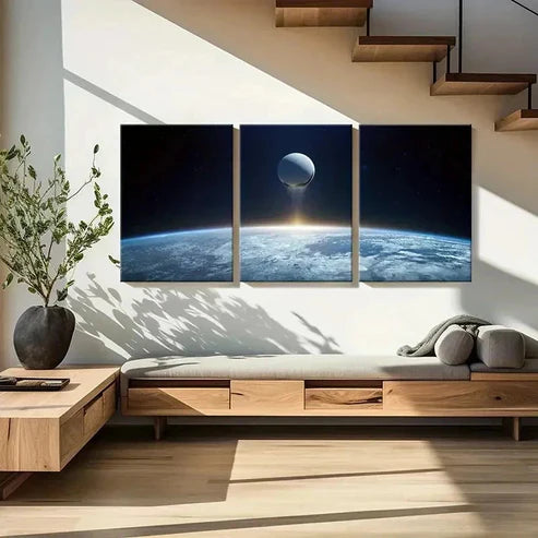 3pcs Science Fiction Art Universe Earth Wall Art Canvas Unframed - High Quality Print 100% Australian Made Wall Canvas