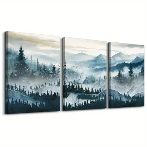 3pcs Misty Mountain Forest Wall Wall Art Canvas Unframed - High Quality Print 100% Australian Made Wall Canvas