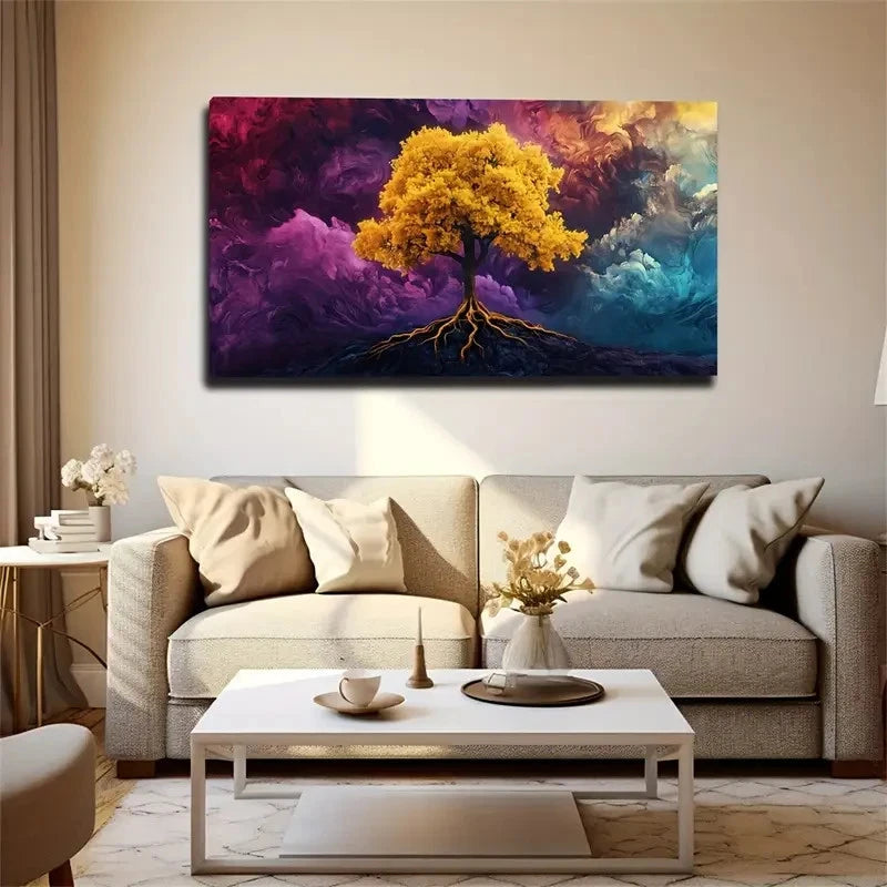 Bright Golden Trees Creative Wall Art Canvas Office Home Room Framed 120x60cm