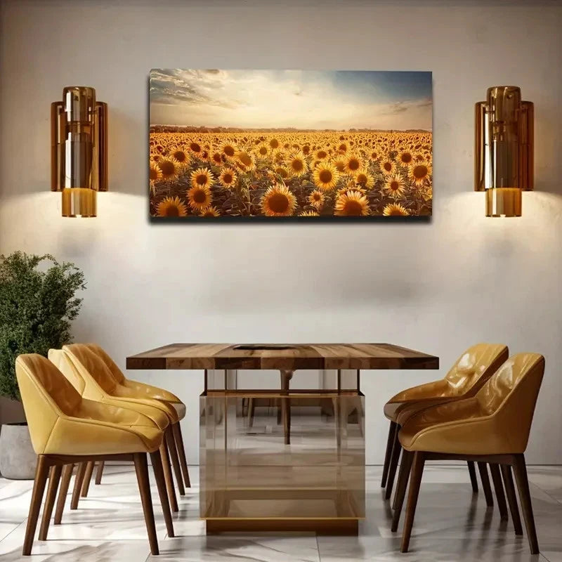 Endless Sunflower Sunrise Wall Art Canvas Office Home Room Framed 120x60cm