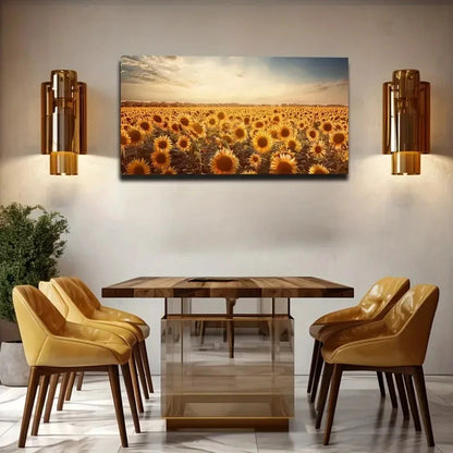 Endless Sunflower Sunrise Wall Art Canvas Office Home Room Framed 120x60cm
