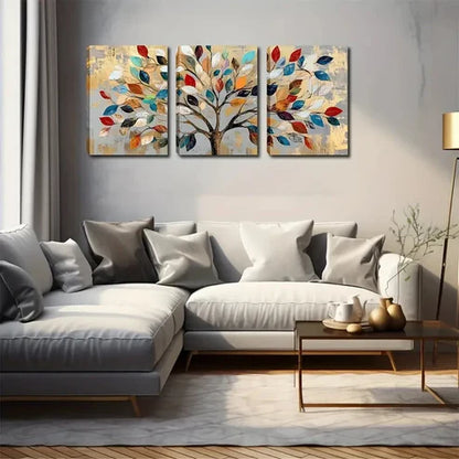 3pcs Tree Colorful Leaf Design Décor Perfect Wall Art Canvas Unframed - High Quality Print 100% Australian Made Wall Canvas