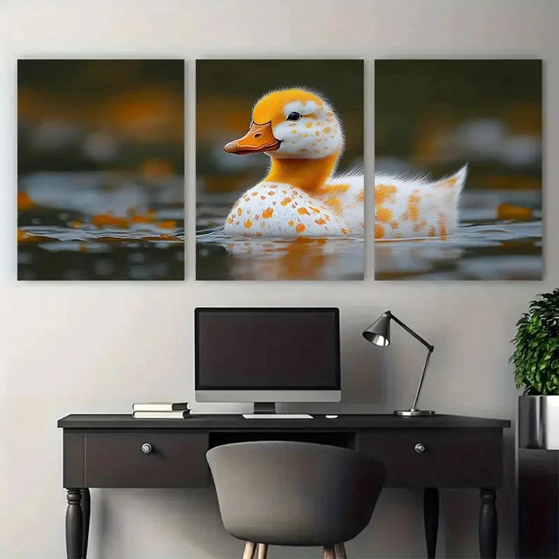 3pcs White Duck Farm Bird Illustration Metal Print Ready to Hang Art - Bella Home Decor