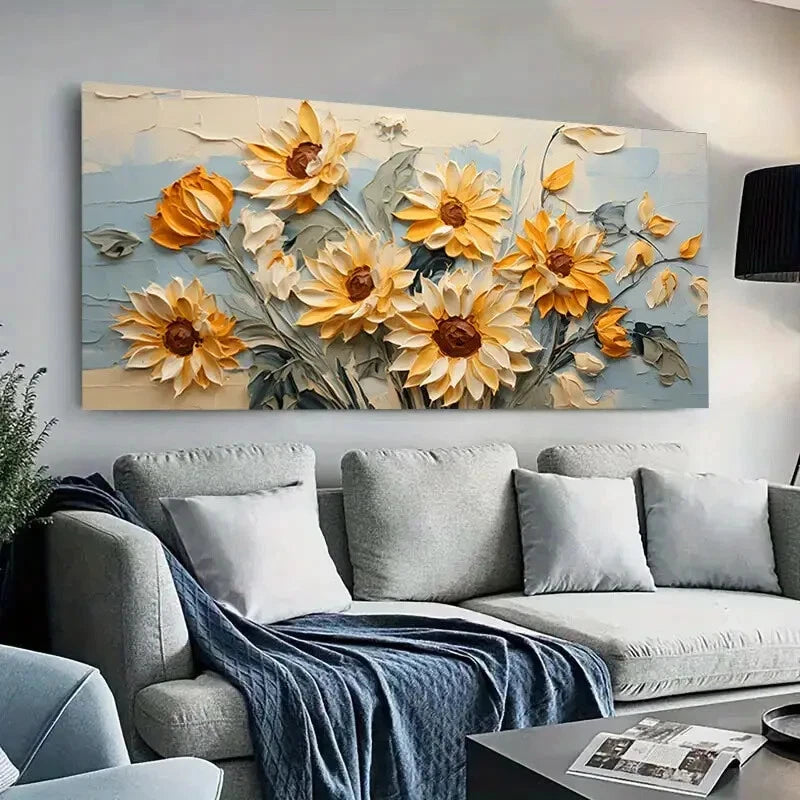 Sunflower Yellow Petals wall canvas office home room framed 120x60cm - Bella Home Decor