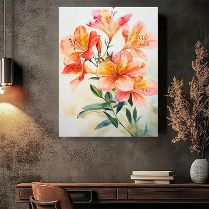 Beautiful Vibrant Orange Blossoms Watercolor Painting 40x60cm Metal Print Ready to Hang - Bella Home Decor