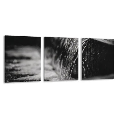 3pcs Black and White Urban Water Feature    Wall Art Set Canvas Framed 50x70cm - High Quality Print 100% Australian Made Wall Canvas Ready to Hang - Bella Home Decor