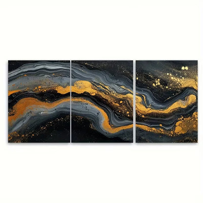 3pcs Elegant Marbled Abstract Metal Print Ready to Hang Art - Bella Home Decor