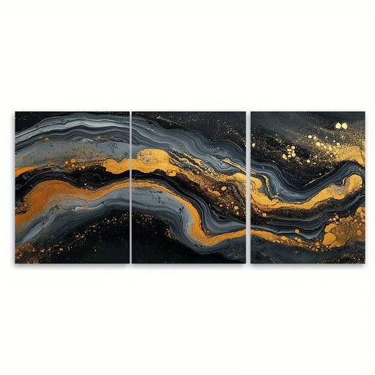 3pcs Elegant Marbled Abstract Metal Print Ready to Hang Art