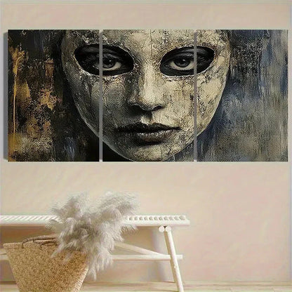 3pcs Mysterious Mask Art Print Wall Art Canvas Unframed - High Quality Print 100% Australian Made Wall Canvas - Bella Home Decor