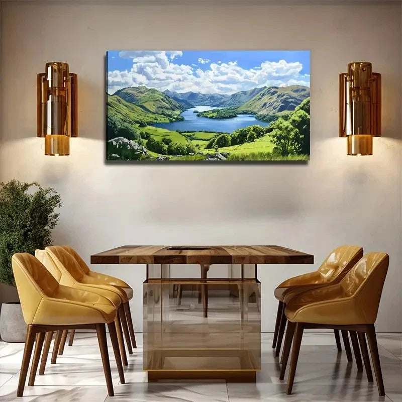 Spectacular Mountains River Wall Art Canvas Office Home Room Framed 120x60cm