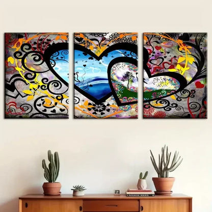 3pcs Graffiti style fashion love decoration Wall Art Canvas Unframed - High Quality Print 100% Australian Made Wall Canvas