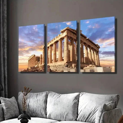 3pcs Acropolis And Parthenon of Greece Wall Art Set Canvas Unframed - High Quality Print 100% Australian Made Wall Canvas - Bella Home Decor