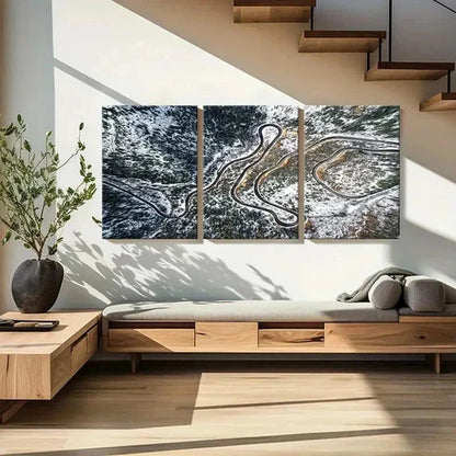 3pcs Snow Scene Forest Road Wall Art Wall Art Canvas Unframed - High Quality Print 100% Australian Made Wall Canvas