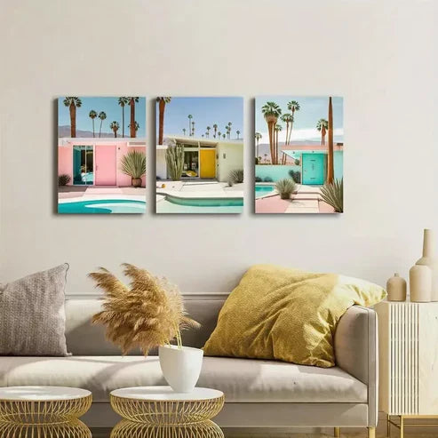 3pcs Mid Century Modern Wall Art Set Canvas Unframed - High Quality Print 100% Australian Made Wall Canvas