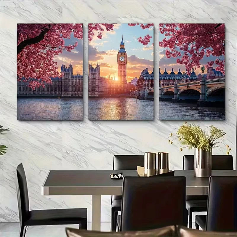 3pcs , London's Big Ben Metal Print Ready to Hang Art - Bella Home Decor