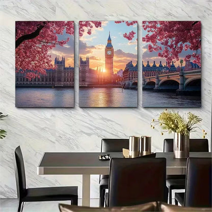3pcs , London's Big Ben Metal Print Ready to Hang Art - Bella Home Decor