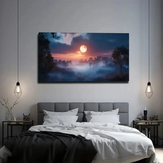 Modern Minimalist Foggy Forest Wall Art canvas office home room framed 120x60cm