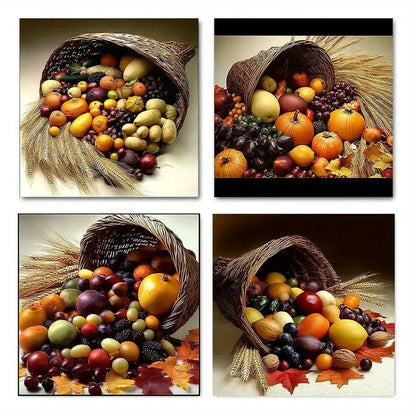 4pcs Fruit, Food & Flowers Wine Wall Art Canvas Framed