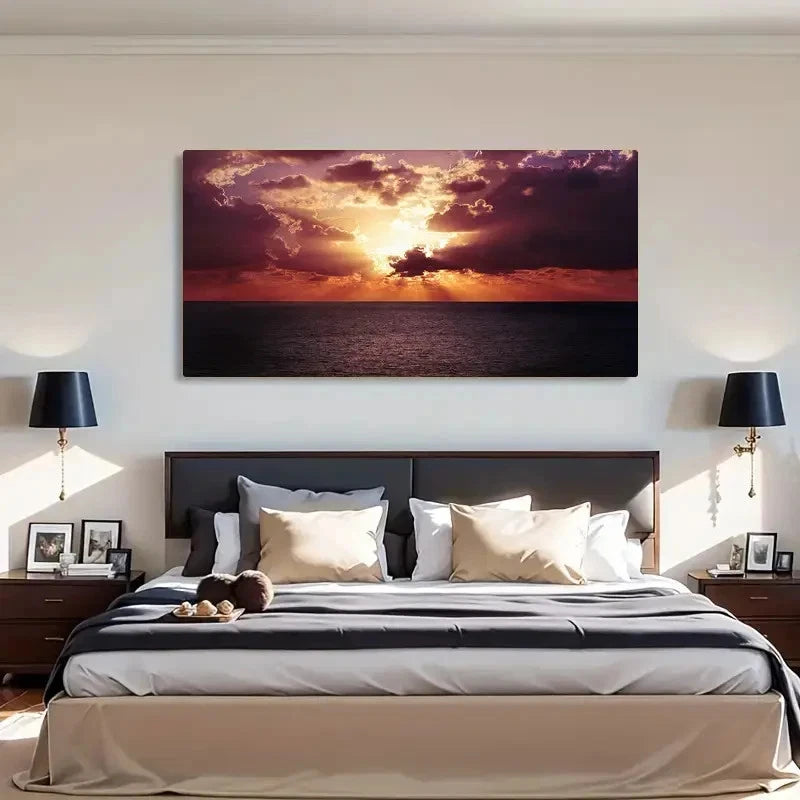 Seaside Landscape Sunset Ocean Wall Art Canvas Office Home Room Framed 120x60cm - Bella Home Decor