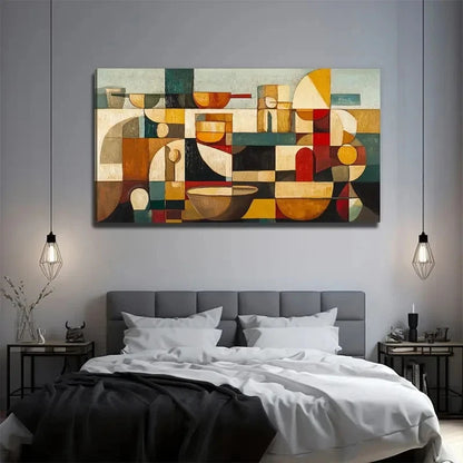 Neutral Beige Brown Black Wall Art Canvas Office Home Room Framed 120x60cm