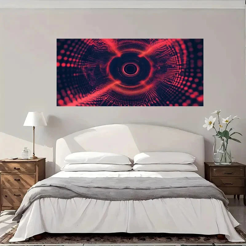 Abstract Red Dot Tunnel Wall Art Canvas Office Home Room Framed 120x60cm