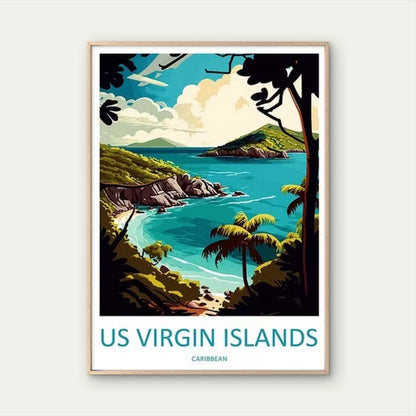 Beautiful US Virgin Islands Beach Scene Travel Poster Print Wall Art