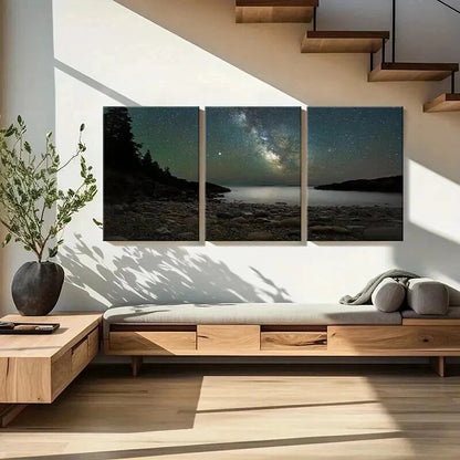 3pcs Starry Sky & Milky Way Night Scene Wall Art Set Canvas Framed 60x90cm - High Quality Print 100% Australian Made Wall Canvas Ready to Hang - Bella Home Decor